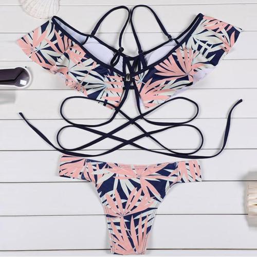 Sexy Ruffle Printed Bikini Set