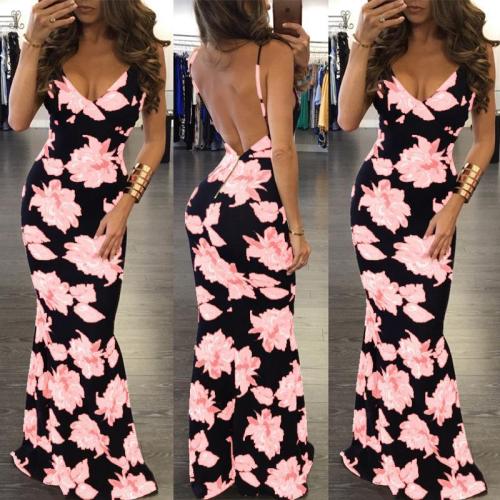 Sexy Floral Printed Maxi Dress