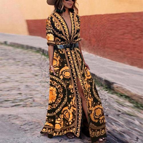 Early Autumn Vintage Printed  Fashionable Maxi  Dress