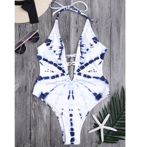 White - Colored Ladies' Triangle Swimsuit