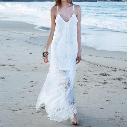 Sexy Lace V-Neck Beach Vacation Dress