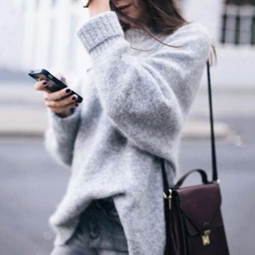 Loose Round Neck Set Of Mohair Knit Sweater