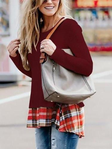 Casual Round Neck And  Long Sleeves Knit Sweater Blouse