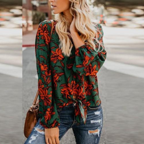 Round Neck Floral Printed Blouses