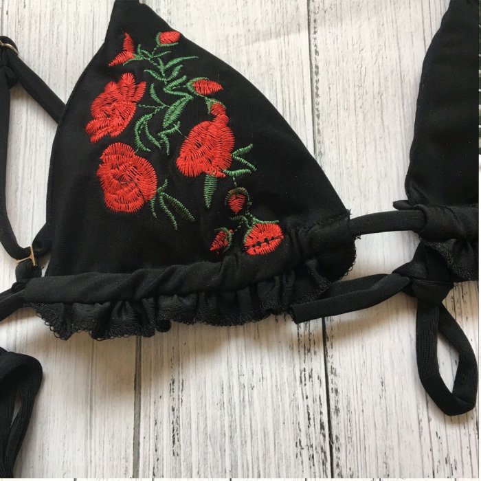 Black Sexy Embroidery Bikini