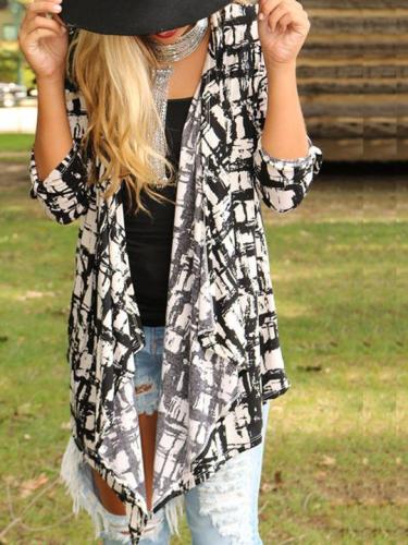 Abstract Pattern 3/4 Sleeves Cardigan