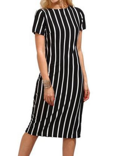 Vertical Striped Bodycon Dress