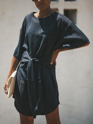 Black Mini Dress Belt Casual Dresses