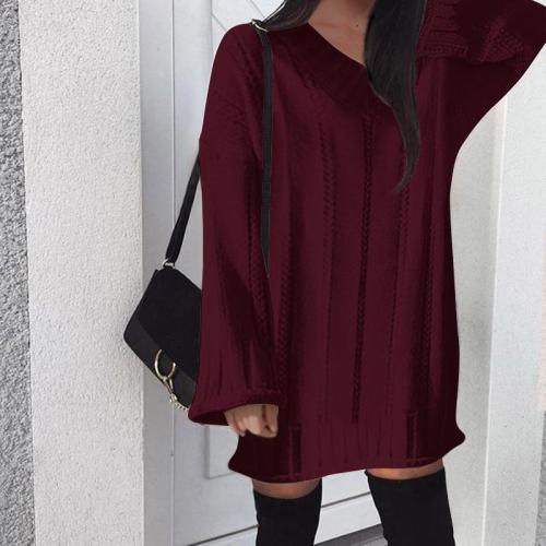 V Neck Casual Loose Knitting Casual Dresses