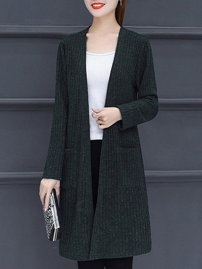 Solid Knit Long Trench Coats