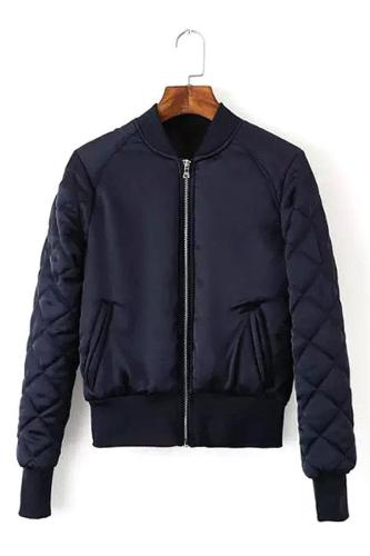 Quilted Bomber Jacket In Navy