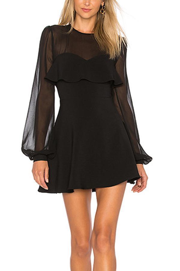 Sexy Black Long Sleeve Mini Dresses