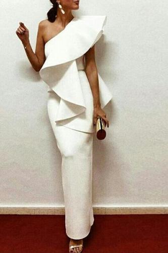White Chic One-Shouldered Bodycon Dress