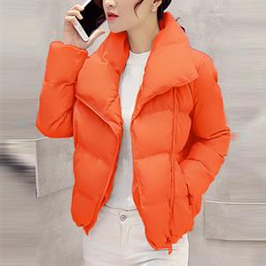 Lapel Pocket Quilted Plain Padded Coat