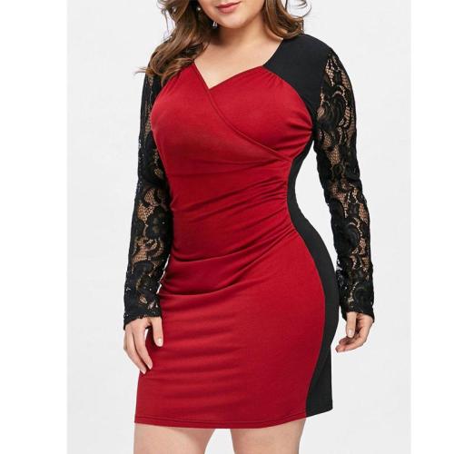 Lace Patchwork Sexy Casual Bodycon Dress