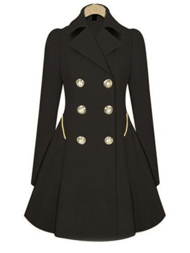 Appealing Pleated Lapel Breasted Trench Coats