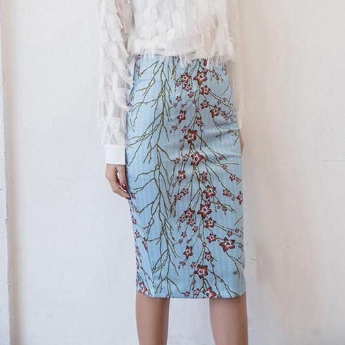 Floral Print Bodycon Split Casual Women's Skirt