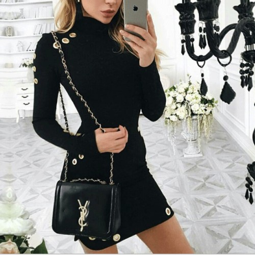 Hollow Out  Long Sleeve Kniting Bodycon Dress