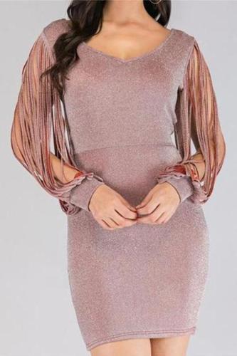 Sexy Long Sleeve With Stitching Dress