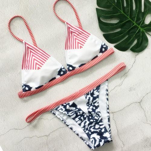 Printed Swimsuit Striped Bikini