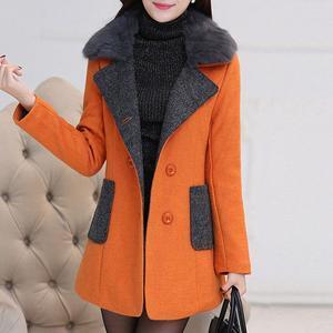 Slim Wool Collar Woolen Coat