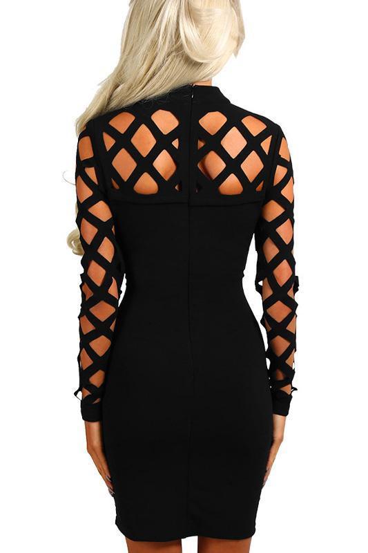 High Neck Hollow Out Bodycon Dress