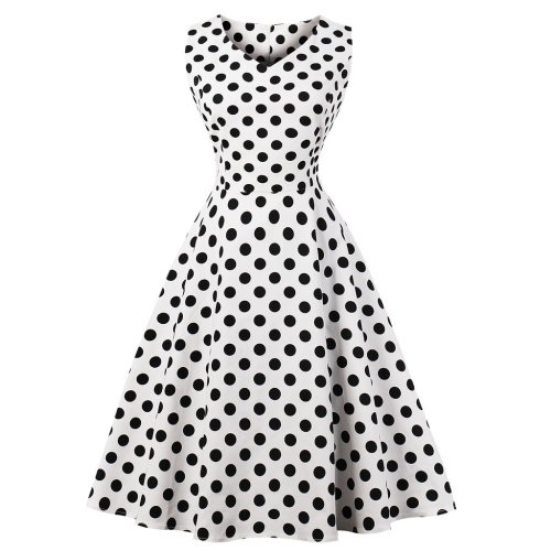 V-Neck Audrey Hepburn 1950s Vintage Rockabilly Swing Dress