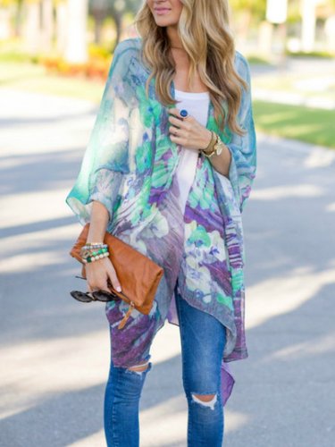Abstract Print Long Sleeve Cardigans