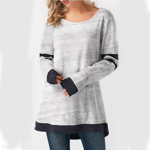 Solid Color Stitching Sweatshirt