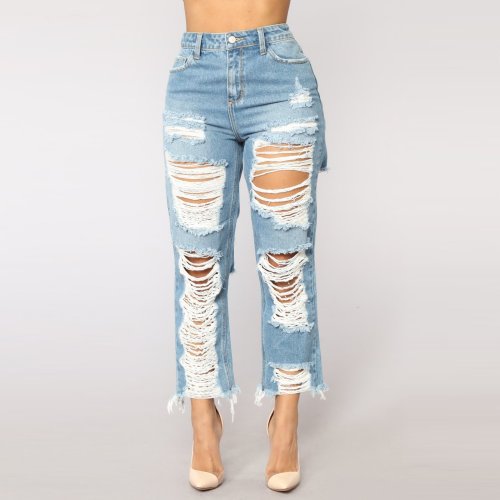 Wild Sexy Exaggerated Big Hole Scratched Boyfriend Jeans Pants
