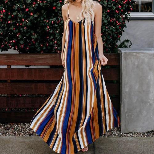 Sexy Striped Sling Strapless Dress