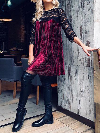 Sexy Daily Lace Stitching Casual Dresses