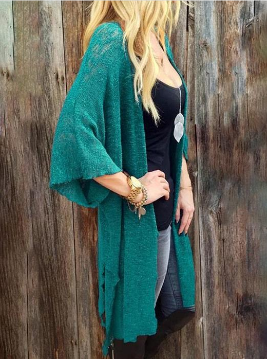 Cropped Cardigan With Trumpet Sleeve