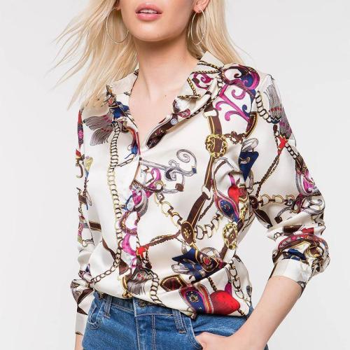 Casual Chains Printed   Colour Long Sleeve Blouse