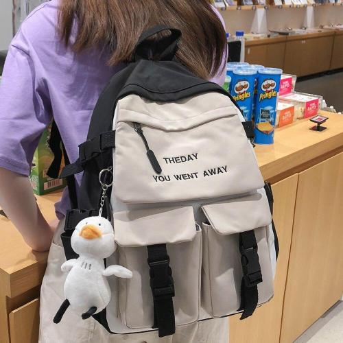 Women Nylon Embroidery Backpack Cute Student College Harajuku School Bag Girl Kawaii Backpack Fashion Book Ladies Bag Trendy New