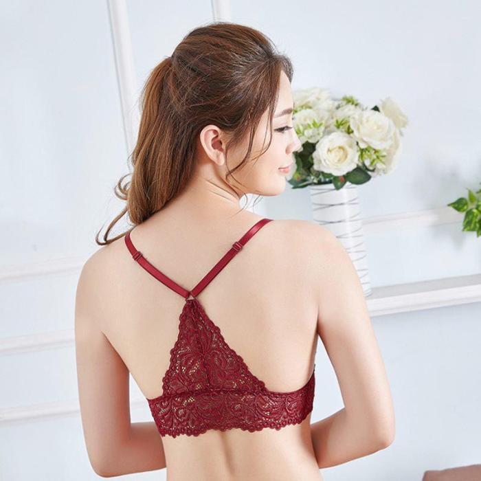 Bra Wireless Bras for Women Lingerie BH Lace Sexy Bralette Push Up Bra Plus Size Y-line Straps Backless Lace Bras Large Size