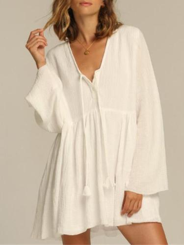 Plus Size Loose Solid Fresh Cover-ups Swimwear