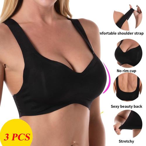 EBUYTIDE 3 Pcs Sports bra top crop top for fitness gym women female underwear sportswear equipment push up bra brassiere  large size pad