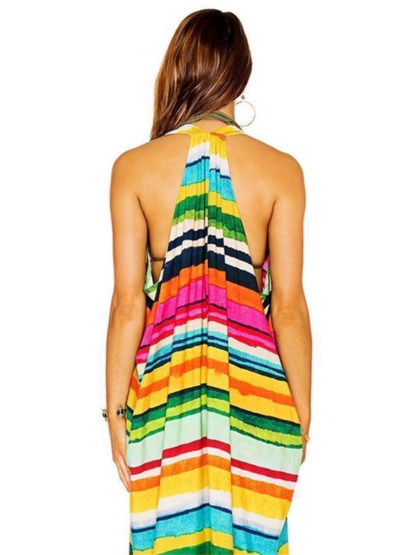 Beautiful Color Stripe Cover-Ups Swimwear