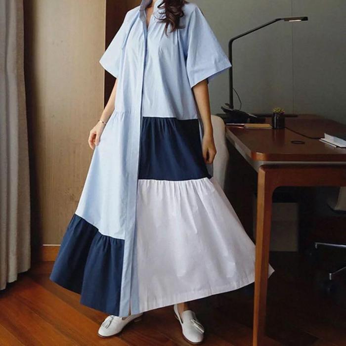 Korean Style Women's Long Dress Temperament Cotton Fashion Casual Ladies Dress Loose Pluz Size Dress Summer 2020