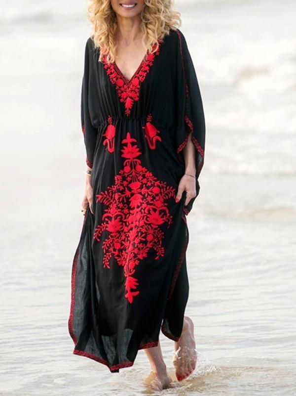 Embroidered Vacation Long Dress
