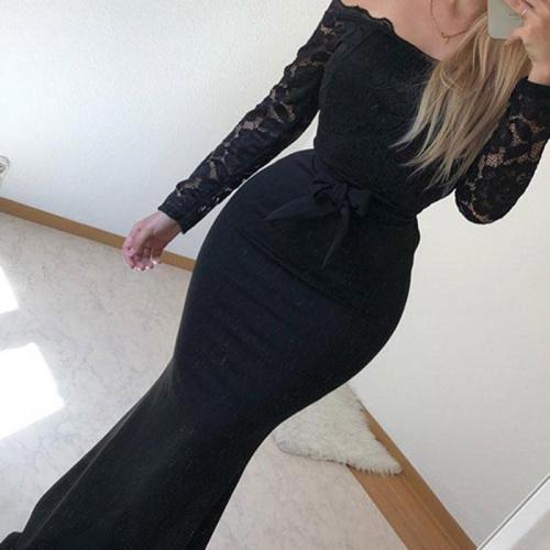 Fashion Sexy Off-the-shoulder Wrapped Hip Evening Dress