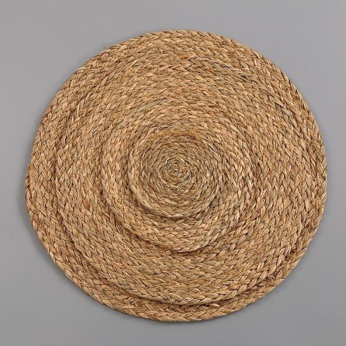 Handmade Weave Non-slip Placemat coaster Corn hull for table dinne Round Insulation pads Table Mats Pads Home Decor 0041