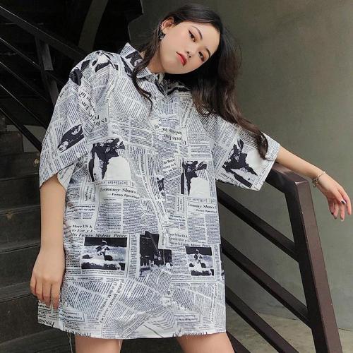 Women Beach Style Blouses Casual Plus Size Harajuku Print Short Sleeve Shirts Summer Loose Tops