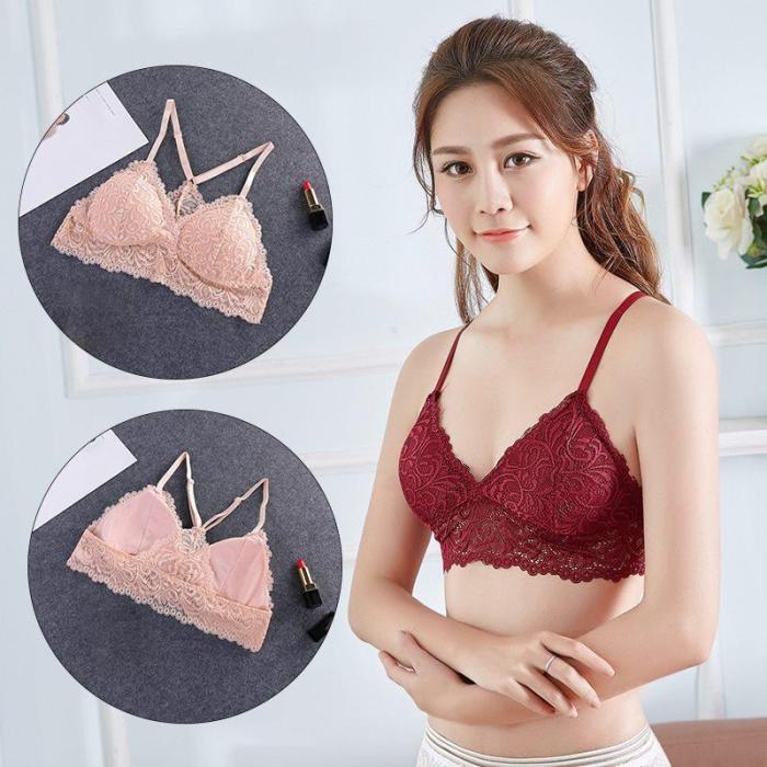 Bra Wireless Bras for Women Lingerie BH Lace Sexy Bralette Push Up Bra Plus Size Y-line Straps Backless Lace Bras Large Size