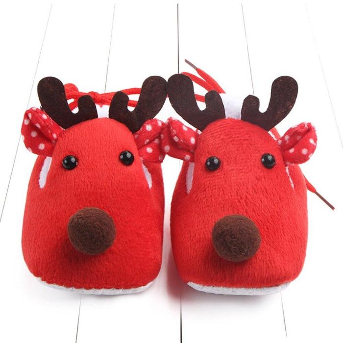 Christmas Baby Shoes Girls Boys First Walkers Cute Cartoon Deer Crib Soft Sole Casual Winter Warm Toddler Newborn Shoes 19Nov