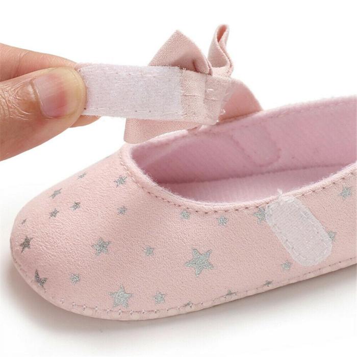 Hot Toddler Girl Crib Shoes Newborn Baby Girls Boys Bowknot Soft Sole Dot Print Casual Shoes
