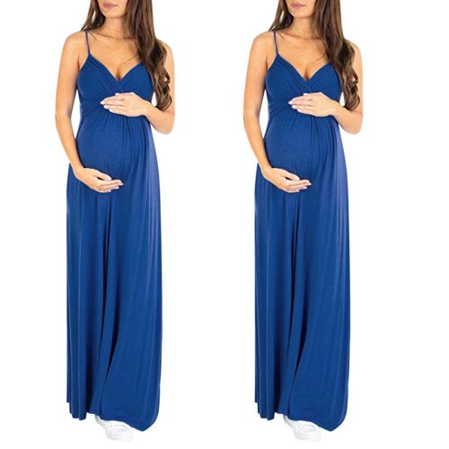 Women Pregnant Maternity Sexy Solid Sleeveless Strap Backless Long Dress Wedding Party Dresses Clothes Pregnant maternity dress
