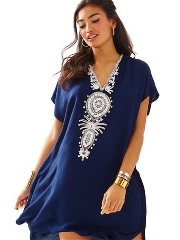 Loose Embroidered Kaftan Cover-up