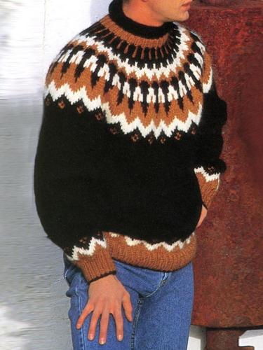 Black casual Icelandic knit sweater TT004